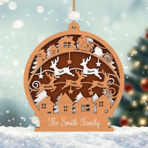 🎄 Custom Family Reindeer Ornament (1–8 Reindeer)